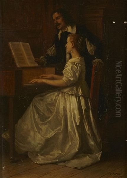 The Piano Lesson Oil Painting by Benjamin Eugene Fichel