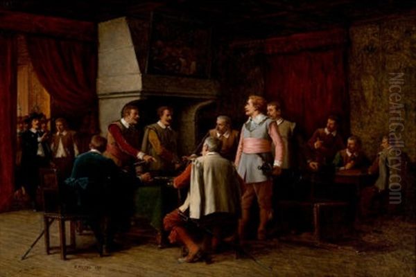 The Gambling Dispute And Challenge Oil Painting by Benjamin Eugene Fichel