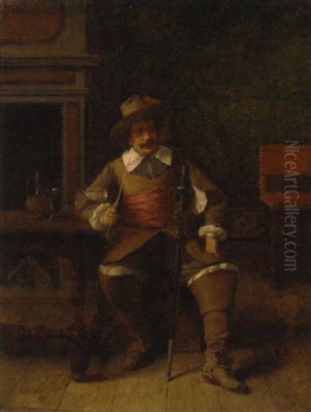 A Musketeer Oil Painting by Benjamin Eugene Fichel