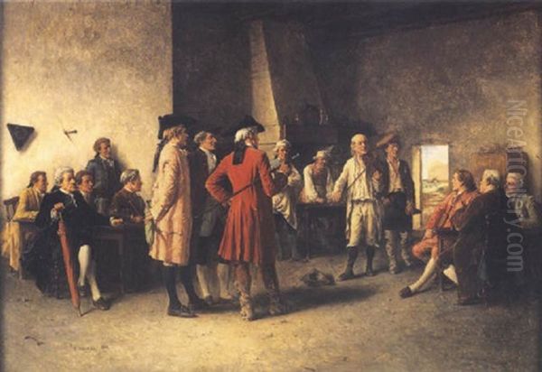 Musical Entertainment At The Inn Oil Painting by Benjamin Eugene Fichel