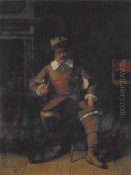 Rastender Fussoldat Mit Muskete Oil Painting by Benjamin Eugene Fichel