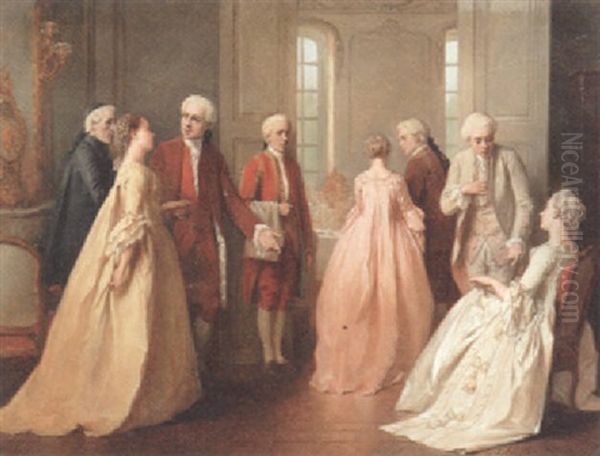 Escorting The Guests Oil Painting by Benjamin Eugene Fichel