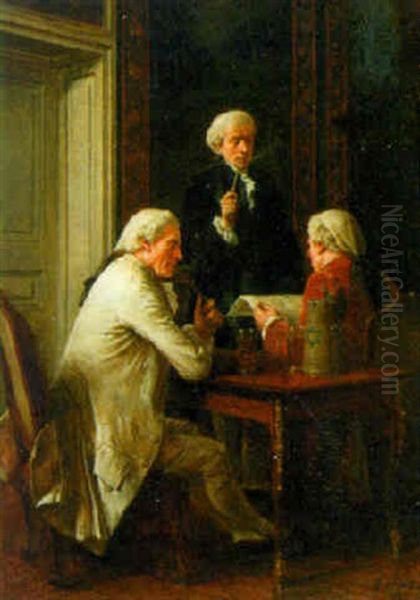 Listening To The News Oil Painting by Benjamin Eugene Fichel