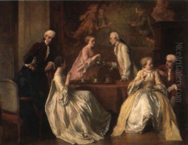 Joyeuse Reunion Oil Painting by Benjamin Eugene Fichel