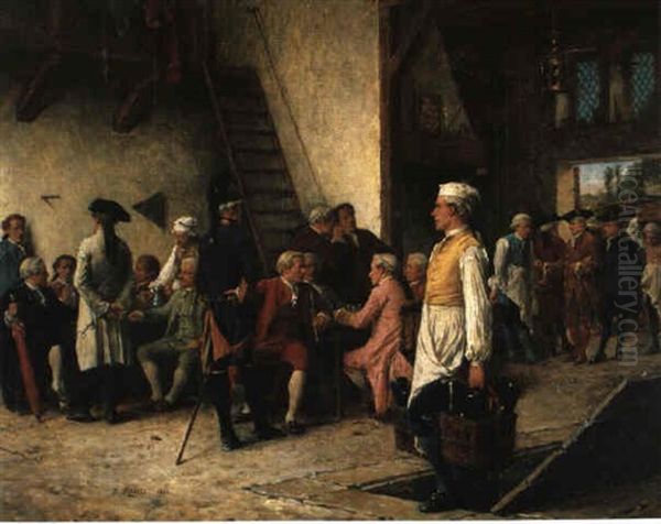 Reges Treiben In Der Poststation Oil Painting by Benjamin Eugene Fichel