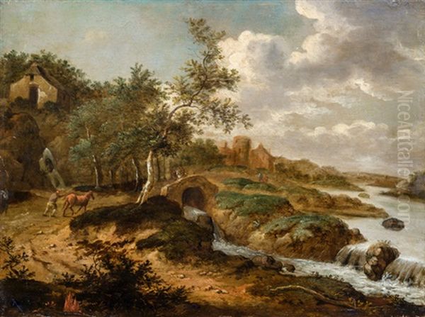 Flusslandschaft Mit Figurenstaffage Oil Painting by Nicolaes Ficke