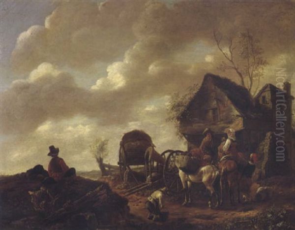 Reisegesellschaft Vor Einer Gaststatte Oil Painting by Nicolaes Ficke