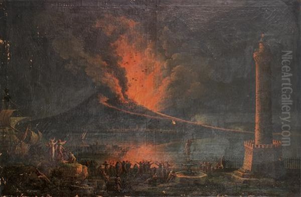 Eruption Du Vesuve Oil Painting by Francesco Fidanza