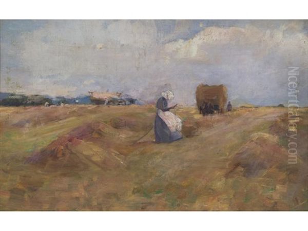 Gathering Barley Oil Painting by Harry Fidler