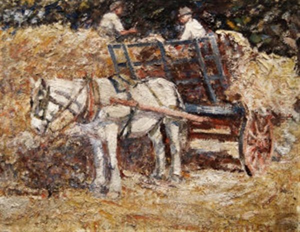 Haymaking Scene Oil Painting by Harry Fidler