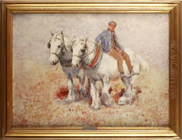 The Ploughing Team Oil Painting by Harry Fidler