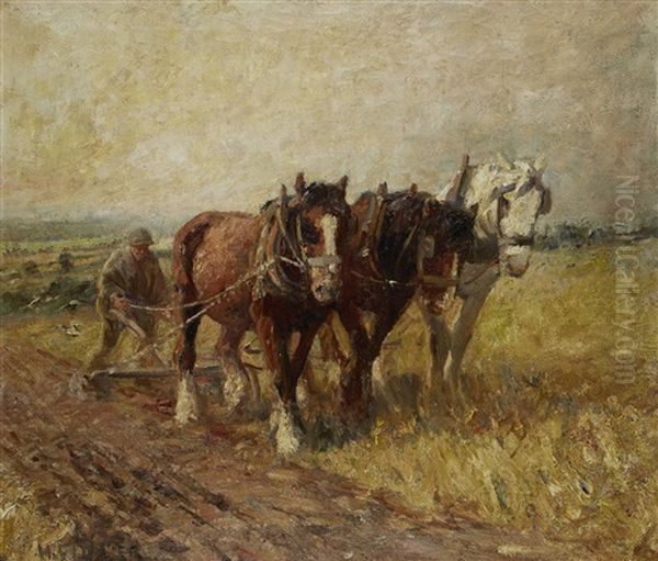 The Plough Team Oil Painting by Harry Fidler