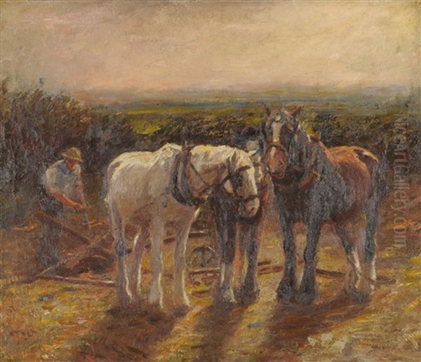 After Harvest Oil Painting by Harry Fidler