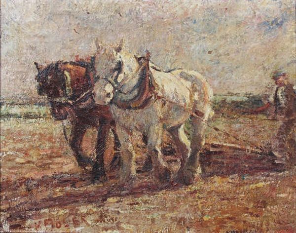 Tilling The Land Oil Painting by Harry Fidler