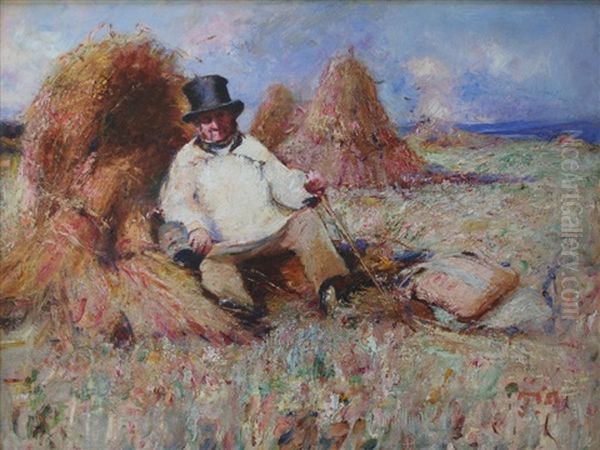 A Rest During Harvest Oil Painting by Harry Fidler