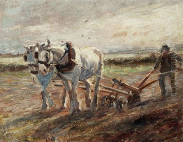 Tilling The Fields Oil Painting by Harry Fidler