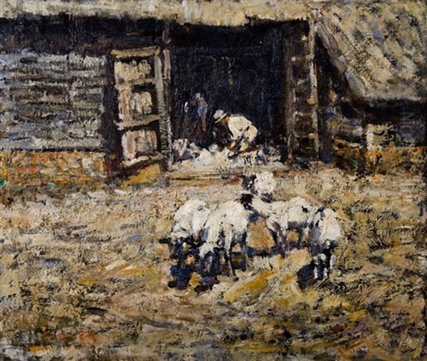 The Sheep Pen Oil Painting by Harry Fidler