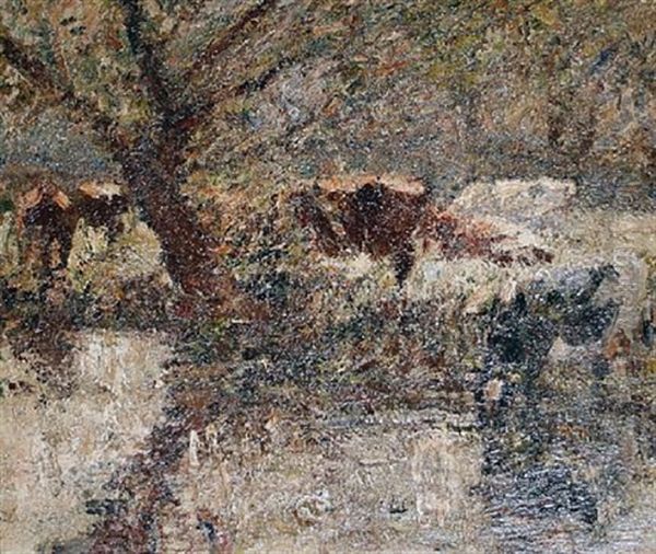 Cattle In A Meadow Oil Painting by Harry Fidler