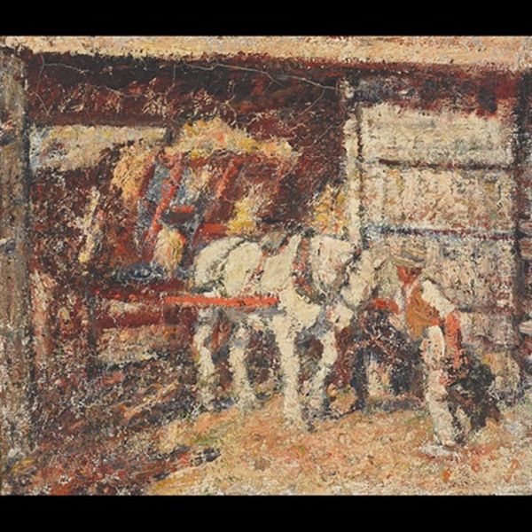 A Hampshire Barn Oil Painting by Harry Fidler