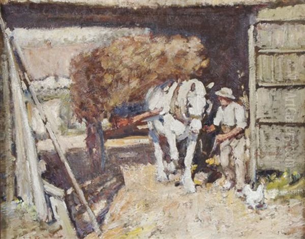 In The Barn Oil Painting by Harry Fidler