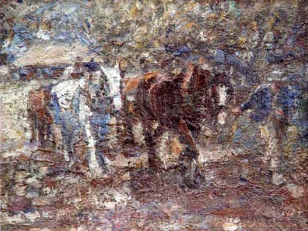 Ploughing Oil Painting by Harry Fidler