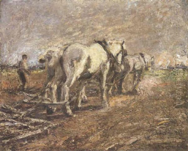 A Team Of Greys Oil Painting by Harry Fidler