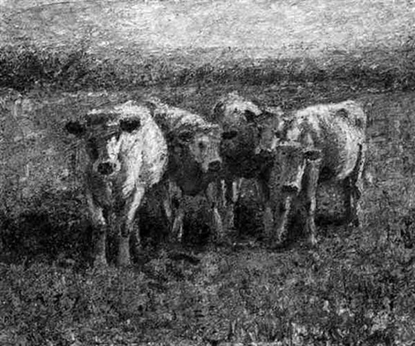 Cows Grazing Oil Painting by Harry Fidler