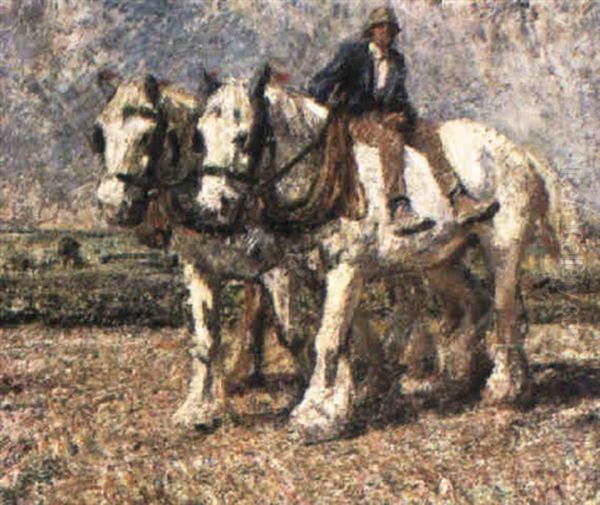 Plough Horses Oil Painting by Harry Fidler