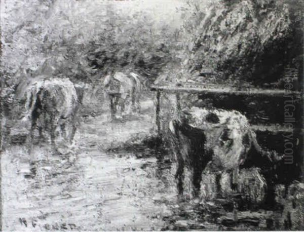 Three Cows Oil Painting by Harry Fidler