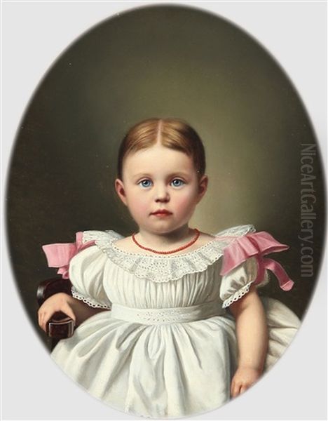 Portrait Of Dagmar Holm, Daughter Of Councillor Chr. Holm Oil Painting by Carl Rudolf Fiebig