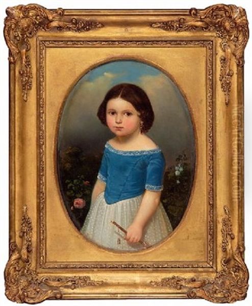 Portrait Eines Kleinen Madchens Oil Painting by Carl Rudolf Fiebig