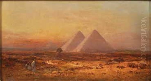 Pyramiden Von Gizeh Im Abendlicht Oil Painting by Bernhard H. Fiedler