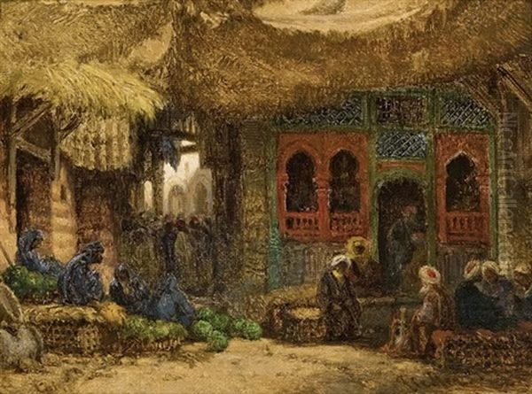 Bazar In Cairo Oil Painting by Bernhard H. Fiedler