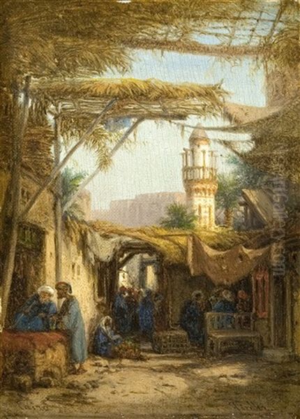 Strasse In Kairo Mit Minarett Oil Painting by Bernhard H. Fiedler