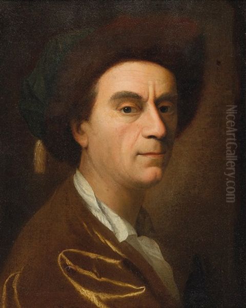 Self-portrait Of The Artist Oil Painting by Johann Christian Fiedler