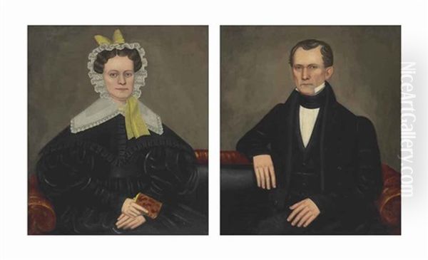 Portraits: A Man And His Wife (pair) Oil Painting by Erastus Salisbury Field