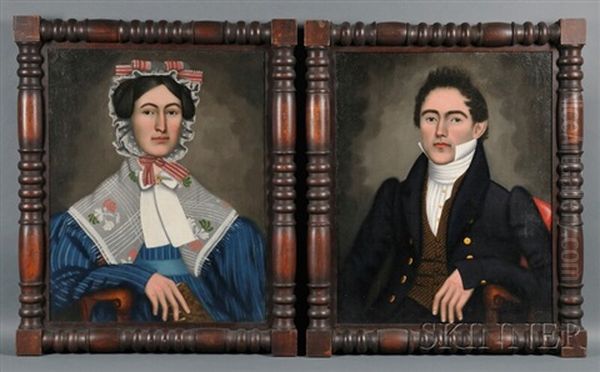 Portraits Of A Lady And Gentleman (a Pair) Oil Painting by Erastus Salisbury Field