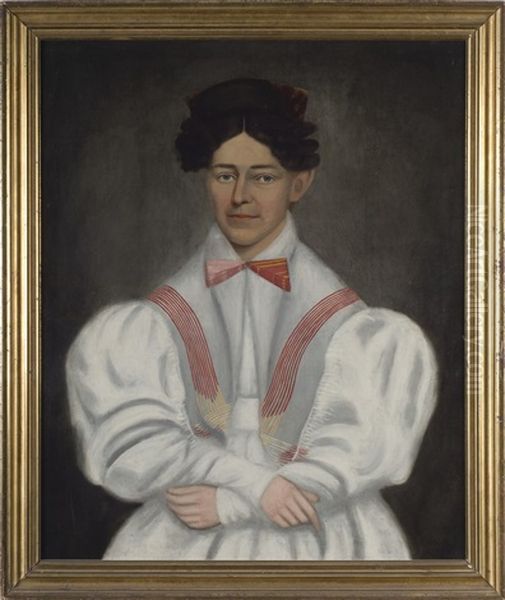 Portrait Of Julie Smith In A White Dress With Red Sash Oil Painting by Erastus Salisbury Field