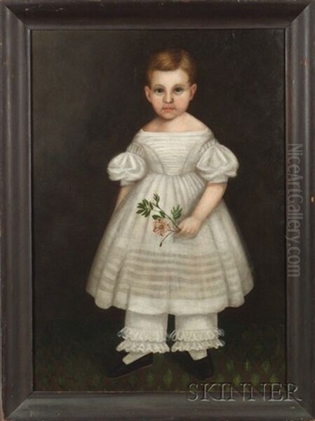 Portrait Of A Little Girl In White Oil Painting by Erastus Salisbury Field