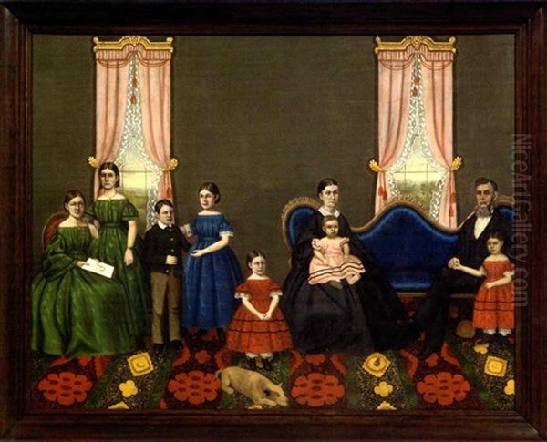 Portrait Of The Reuben Puffer Family Of North Amherst, Massachusetts Oil Painting by Erastus Salisbury Field