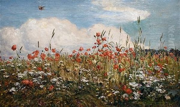 Field Of Poppies Oil Painting by Walter Field