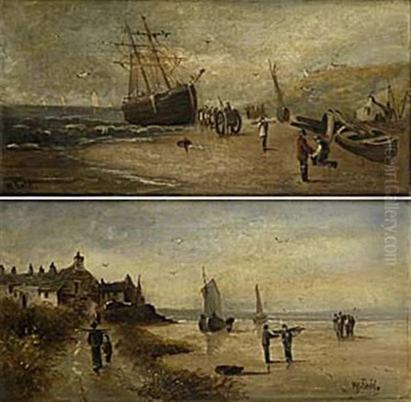 Near Molyhead (+ Fishing Rosnigor Angle Sea; Pair) Oil Painting by Walter Field