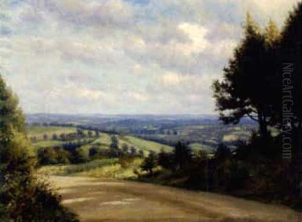 A Glimpse Of The Hills, South Downs, Sussex Oil Painting by Walter Field