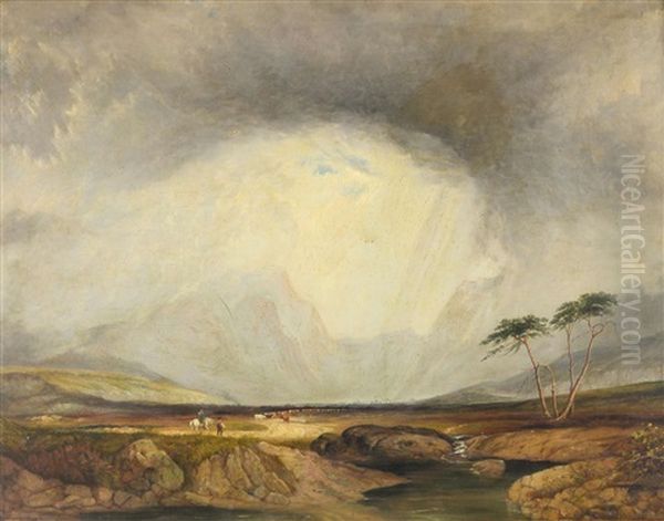 Highland Landscape With Cattle And Horse Oil Painting by Copley Fielding