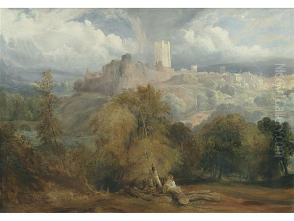 A View Of Richmond, Yorkshire Oil Painting by Copley Fielding