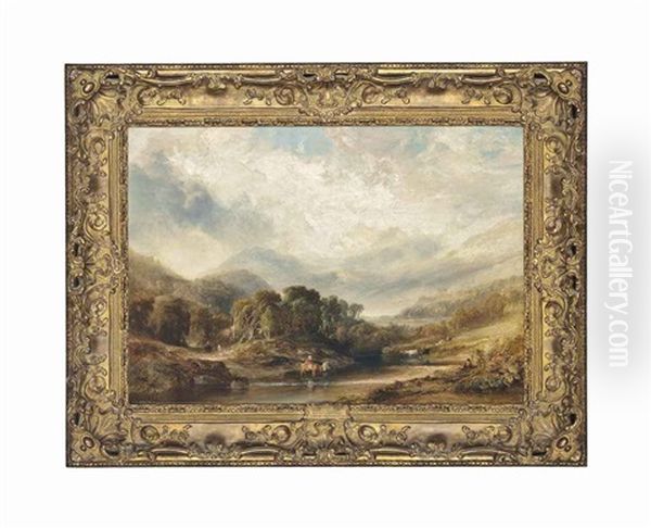 A View Of Snowdonia Seen Over Capel Curig Oil Painting by Copley Fielding