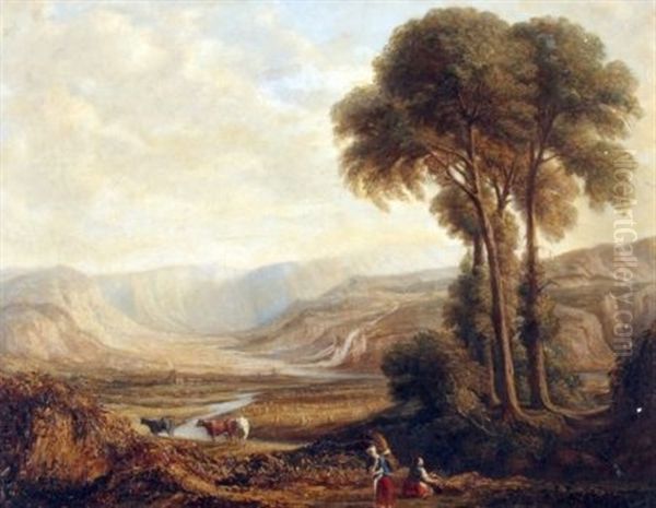 A Romantic Landscape Oil Painting by Copley Fielding