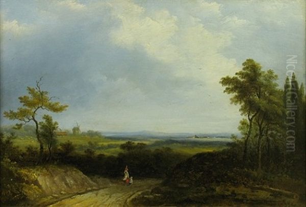 Arundle Lands Oil Painting by Copley Fielding