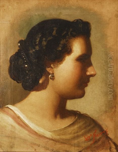 Cabeza De Mujer De Perfil Oil Painting by Dionisio Fierros