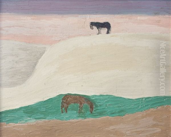 Caballos En Los Medanos Oil Painting by Juan Carlos Figari Castro